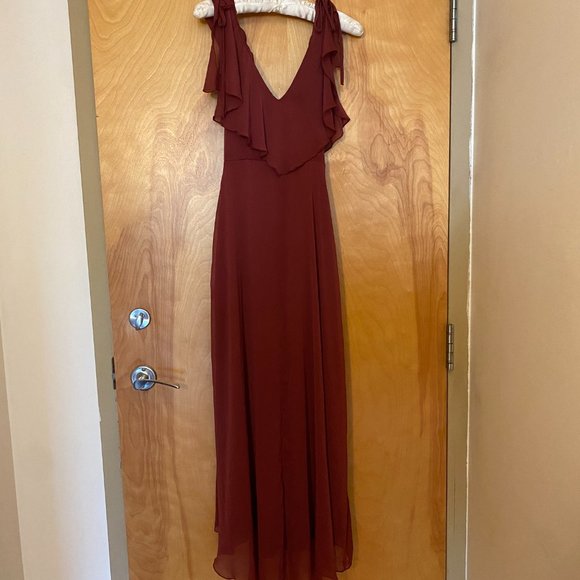 NWT Burgundy Formal ASOS Drape Chiffon Dress - Picture 11 of 11